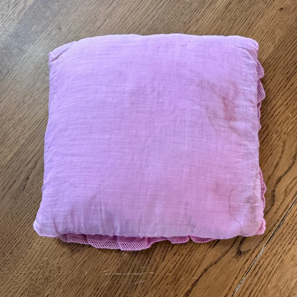 Vintage Hand Embroidered Southern Belle Decorative Pillow Floral Lace Pink
